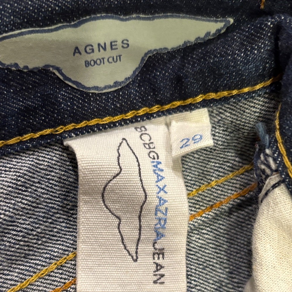 BCBGMaxAzria Dark Blue Denim Jeans with Yellow Stitching